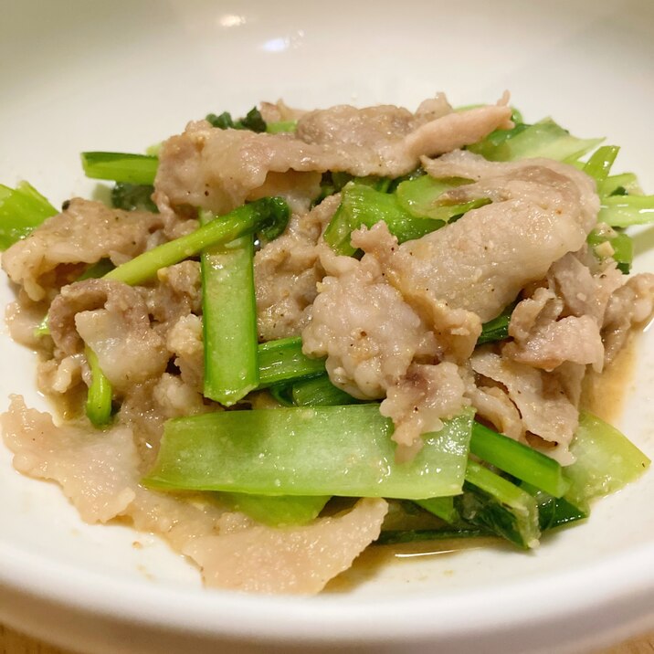 小松菜と豚肉のごま味噌炒め